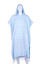 Sky Blue Hooded Turkish Towel Poncho